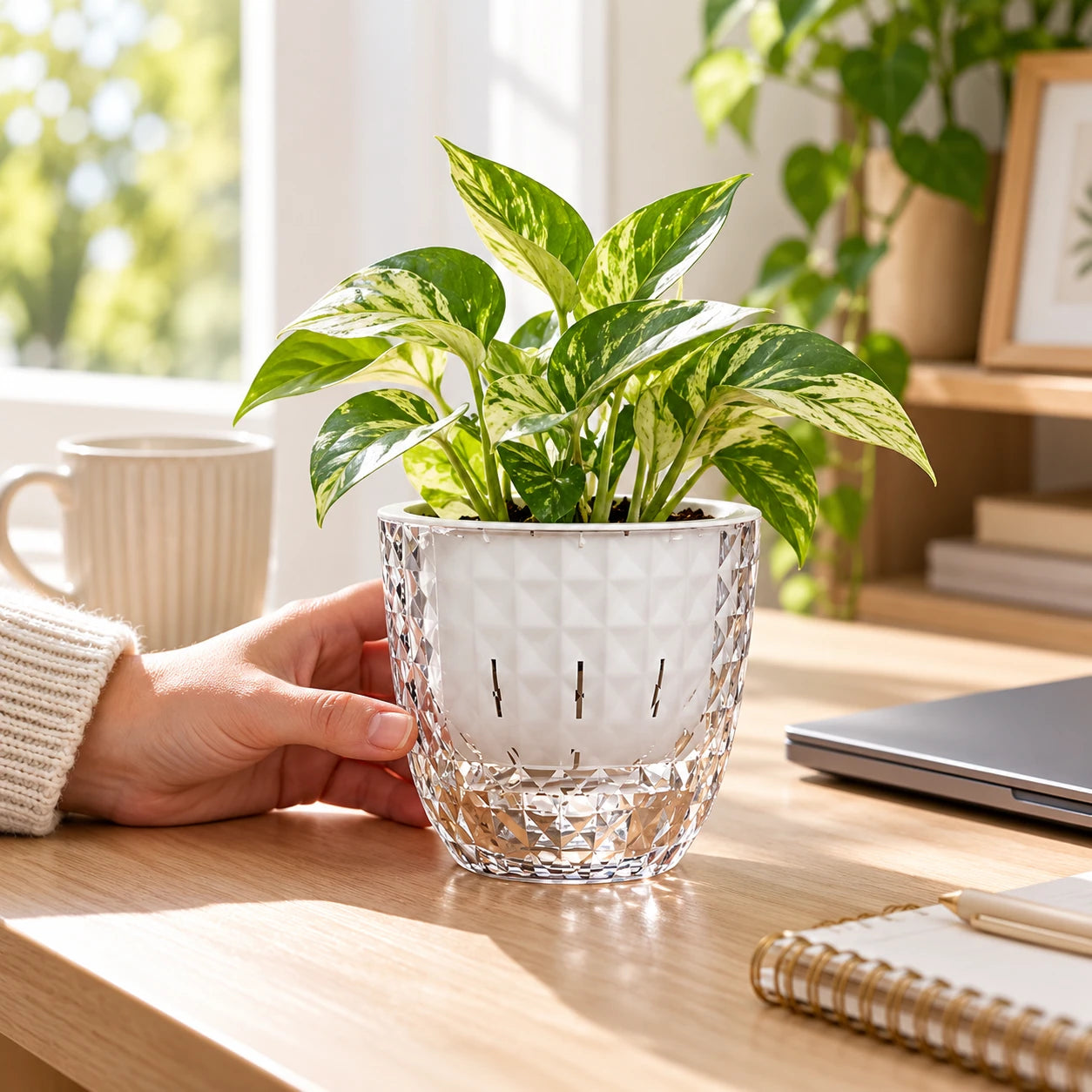 Clear Self-Watering Planter — scale