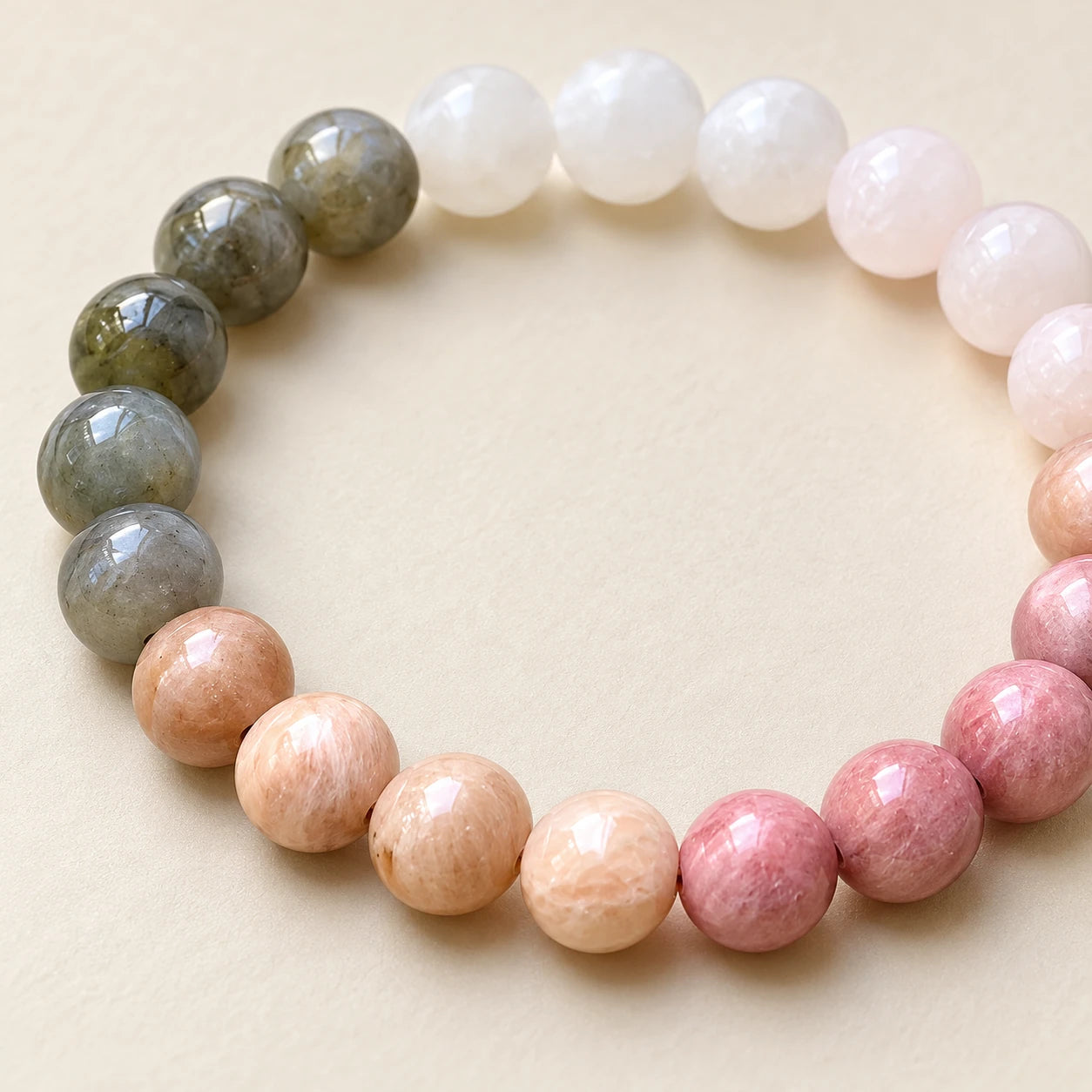 Six-Style Beaded Intention Bracelet — detail a
