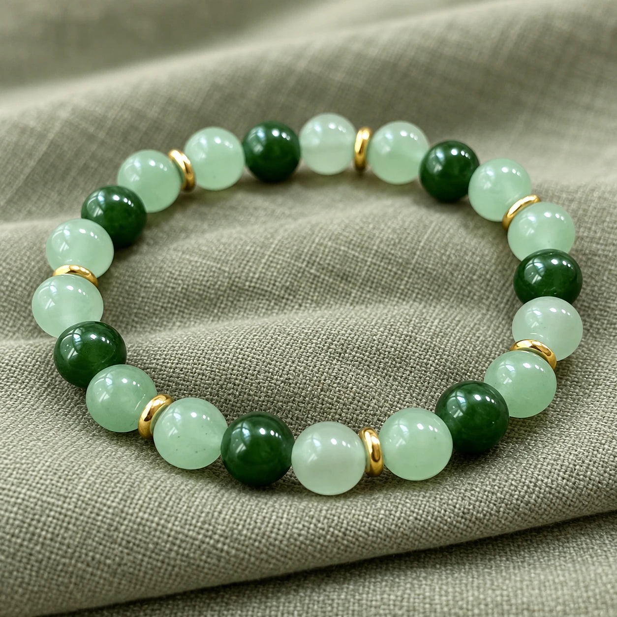 Green Beaded Intention Bracelet — detail b