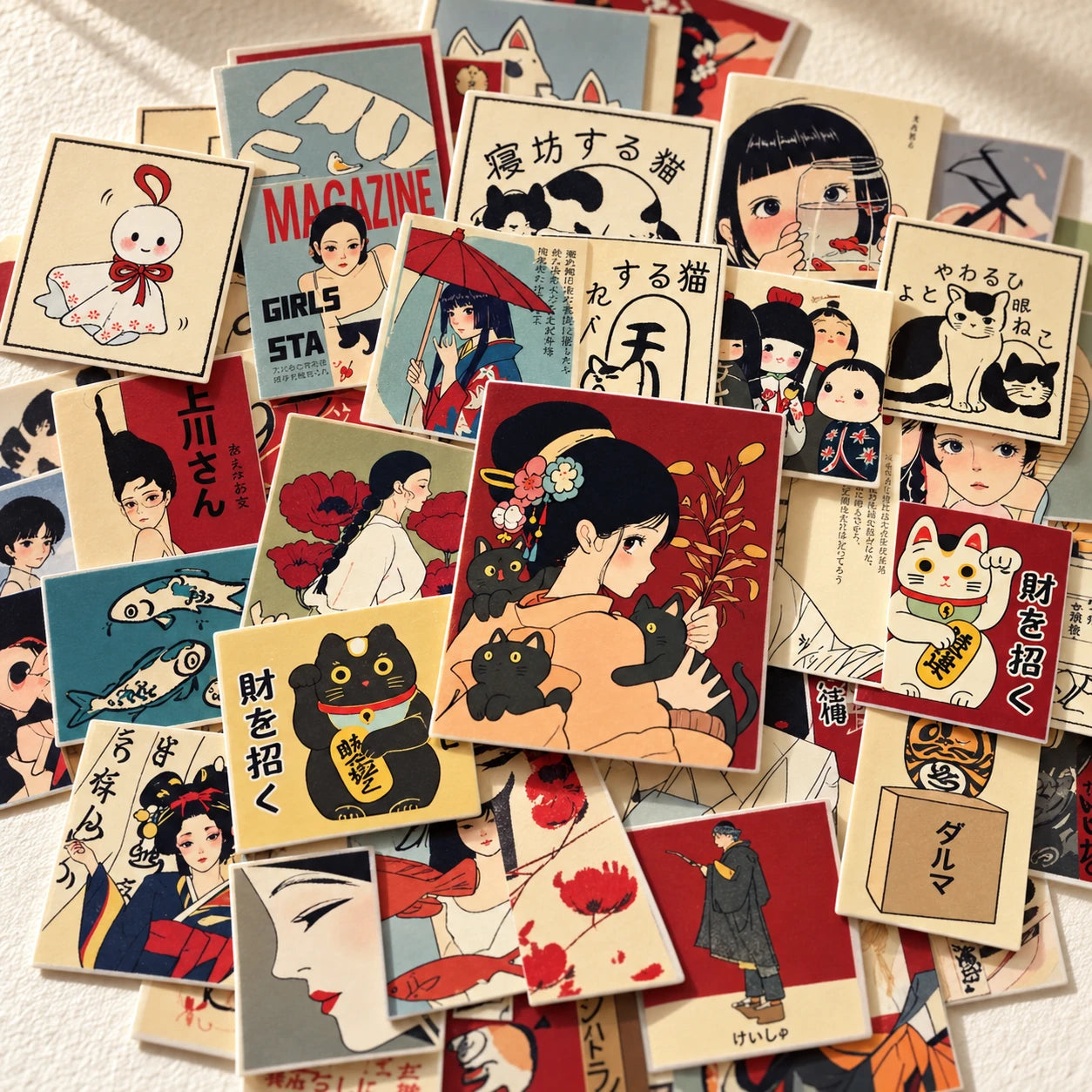 TENLOVE Paper Reverie Vintage Japanese Anime Sticker Pack — detail a