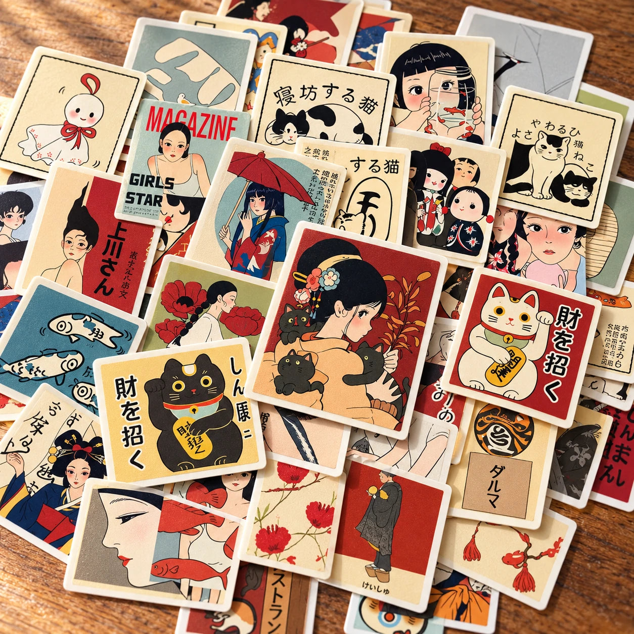TENLOVE Paper Reverie Vintage Japanese Anime Sticker Pack — detail b