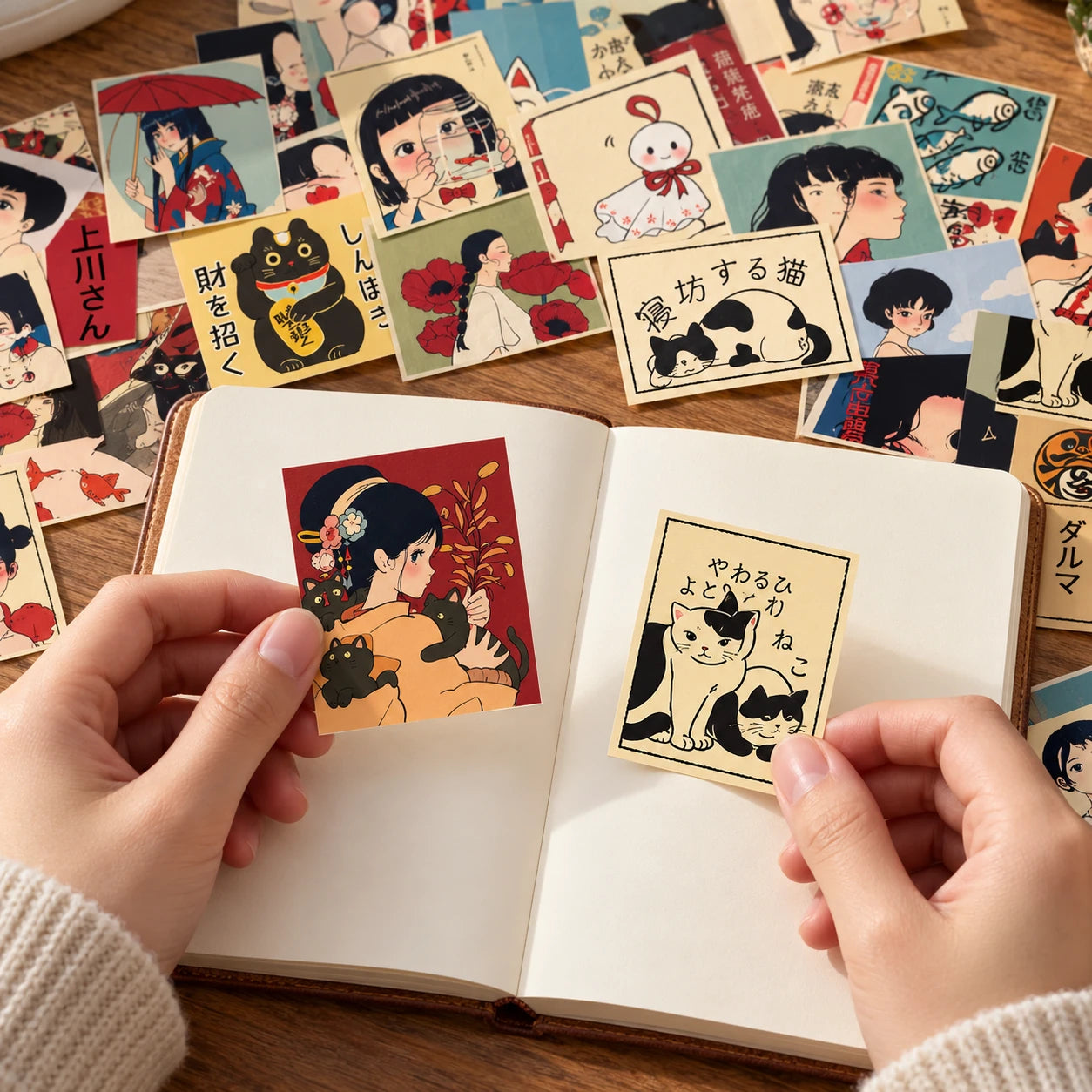 TENLOVE Paper Reverie Vintage Japanese Anime Sticker Pack — pair