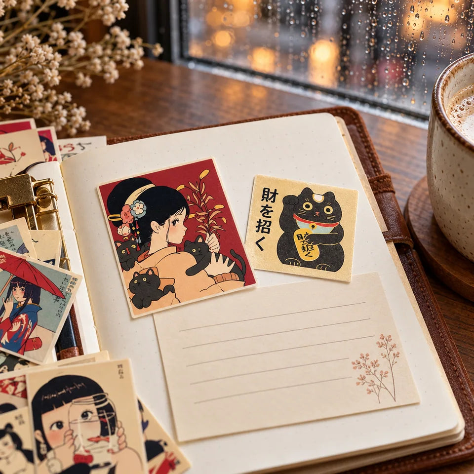 TENLOVE Paper Reverie Vintage Japanese Anime Sticker Pack — inspiration scene 2