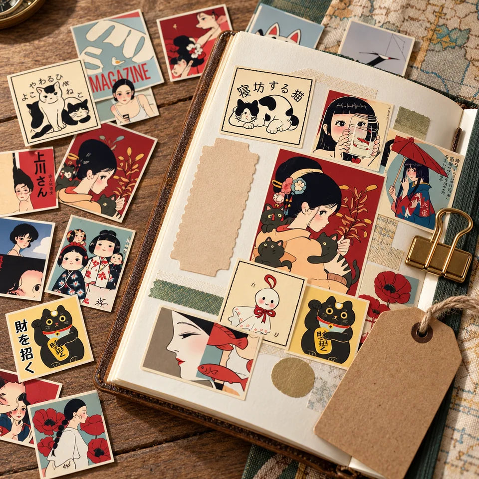 TENLOVE Paper Reverie Vintage Japanese Anime Sticker Pack — inspiration scene 3