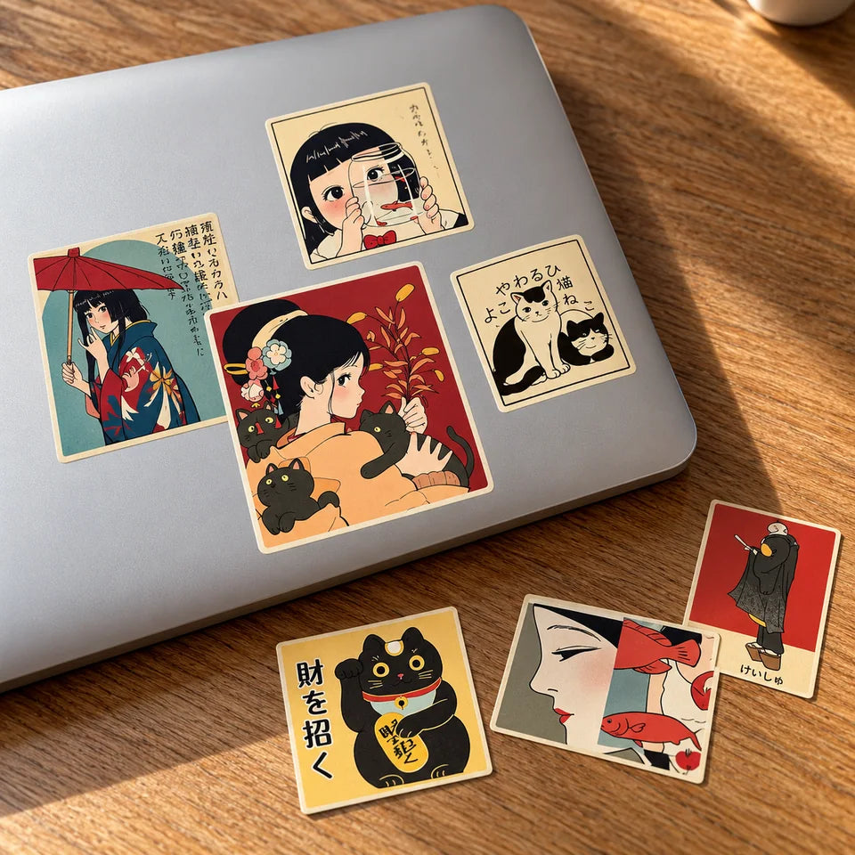 TENLOVE Paper Reverie Vintage Japanese Anime Sticker Pack — inspiration scene 4
