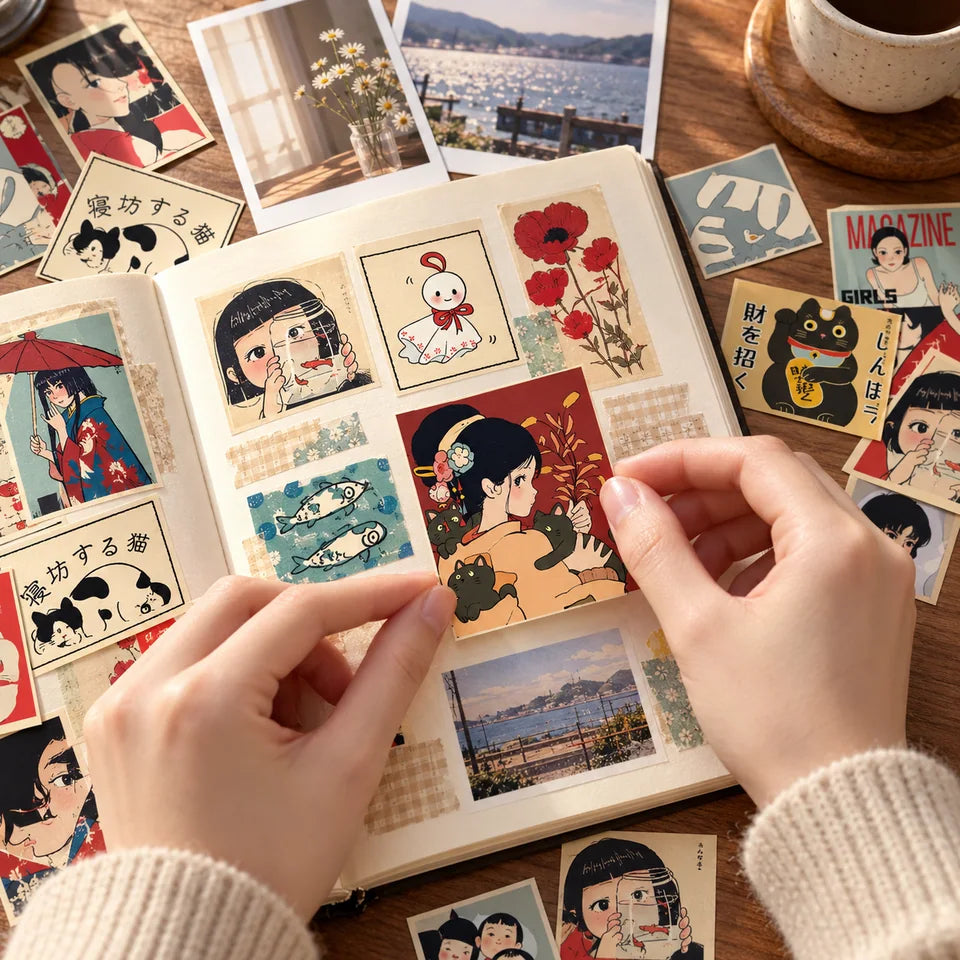 TENLOVE Paper Reverie Vintage Japanese Anime Sticker Pack — inspiration scene 5