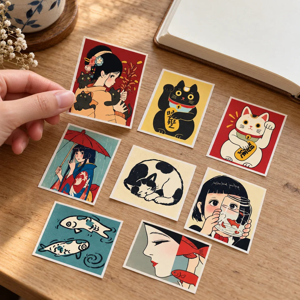 TENLOVE Paper Reverie Vintage Japanese Anime Sticker Pack — inspiration scene 8