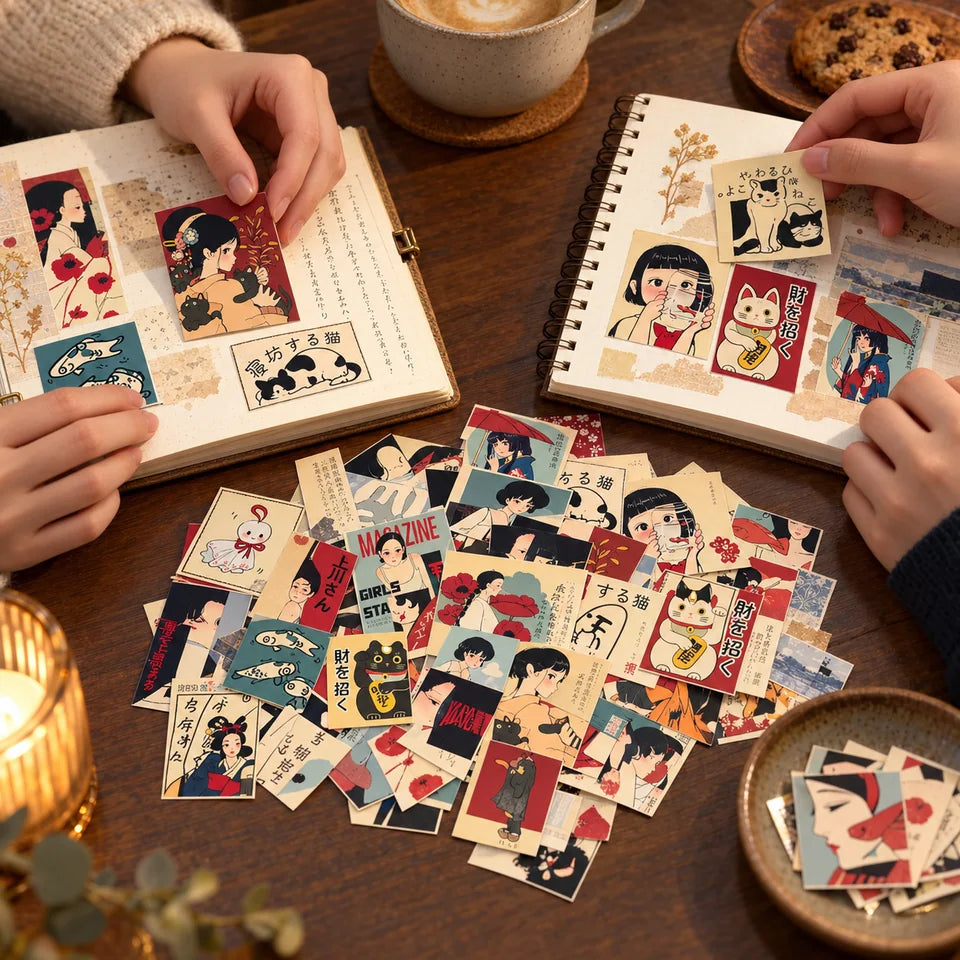 TENLOVE Paper Reverie Vintage Japanese Anime Sticker Pack — inspiration scene 10