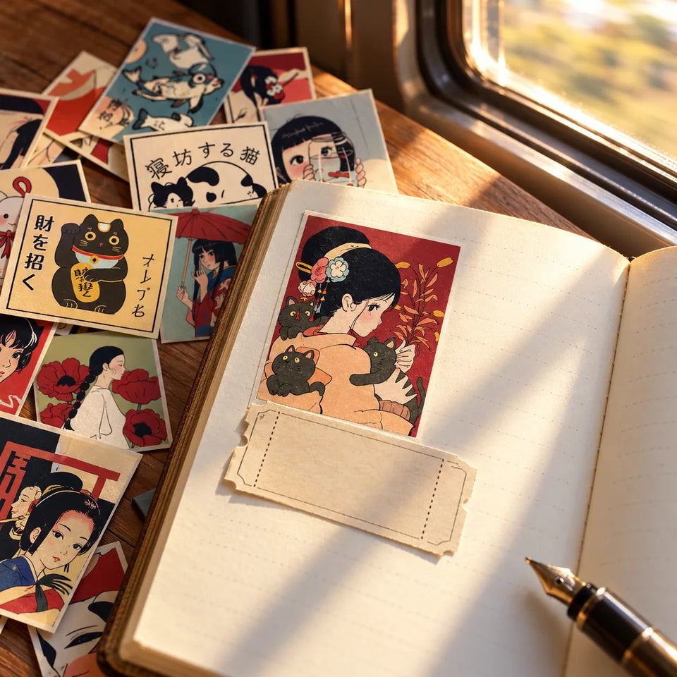 TENLOVE Paper Reverie Vintage Japanese Anime Sticker Pack — inspiration scene 11