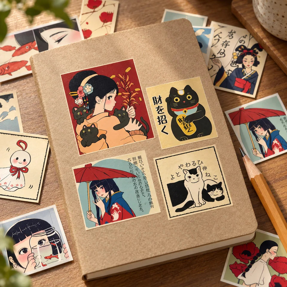TENLOVE Paper Reverie Vintage Japanese Anime Sticker Pack — inspiration scene 12