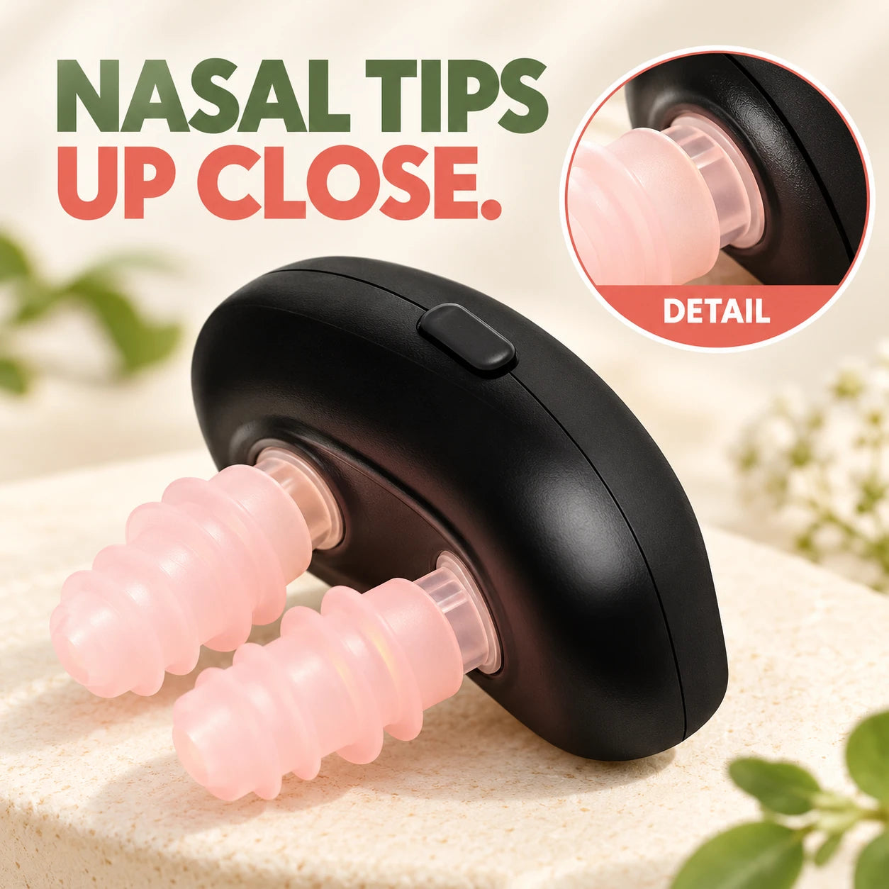The paired tip details at close range.