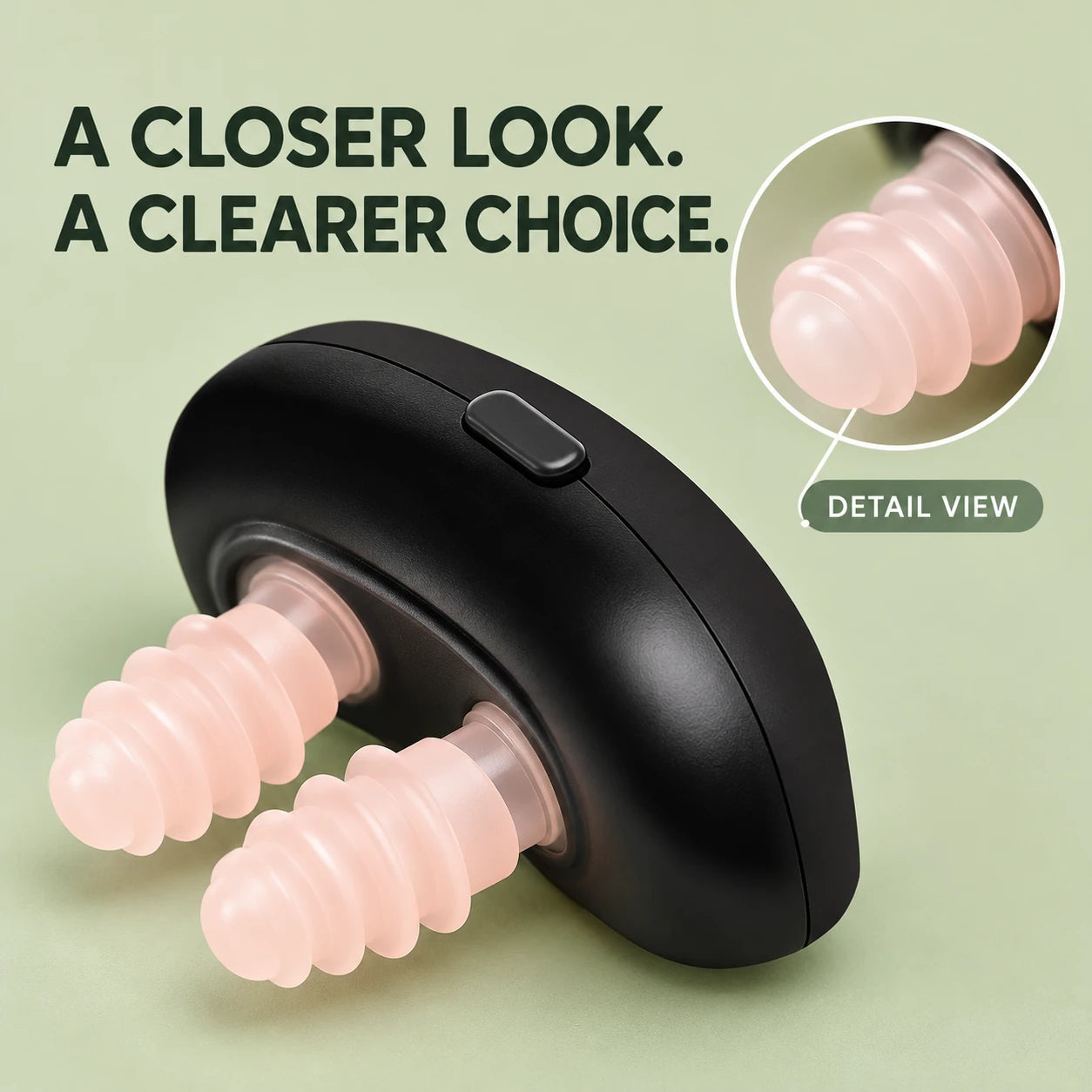 A closer view of the nasal-tip shape.
