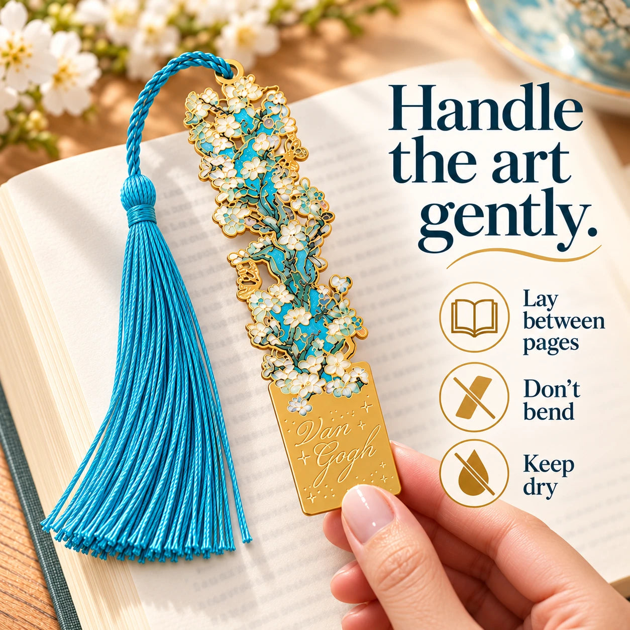 Handle gently, do not bend and keep dry. Books and other objects are styling props.