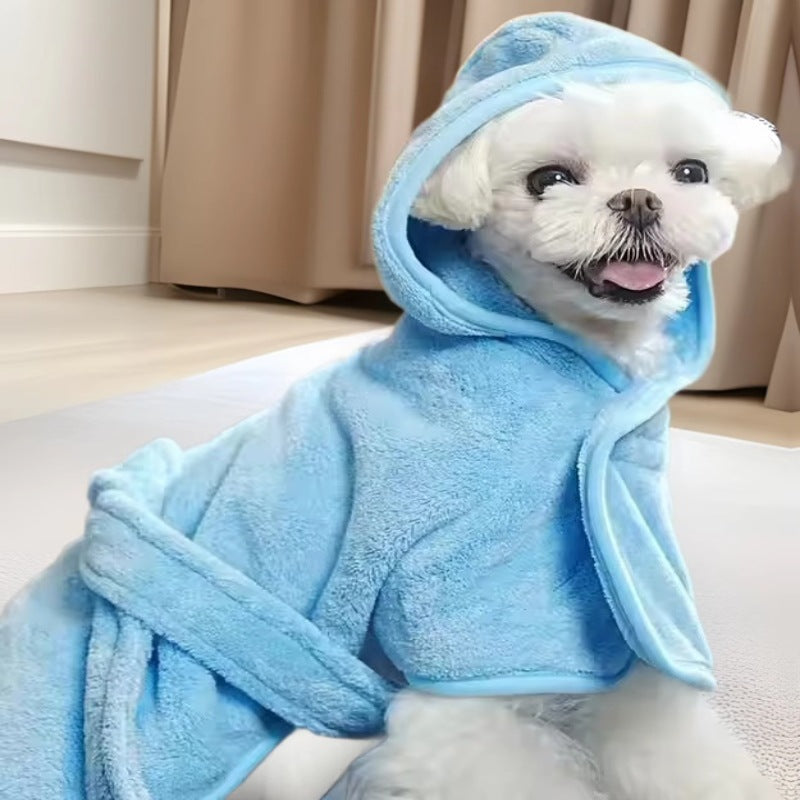 Blue robe on a dog