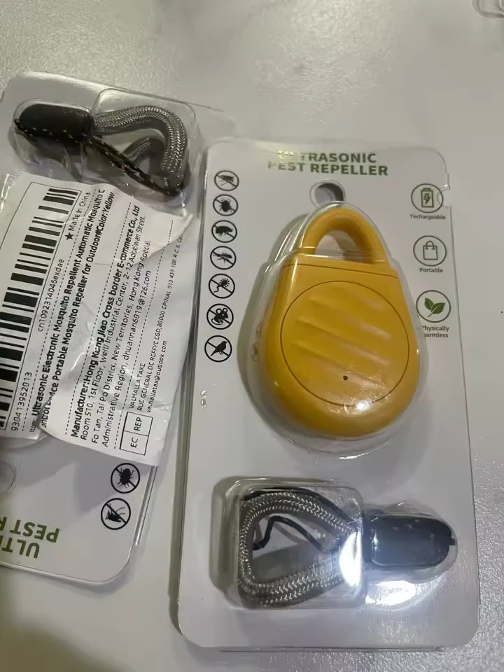 Customer photo of a yellow Pocket Outdoors device in its packaging with attachment accessories.