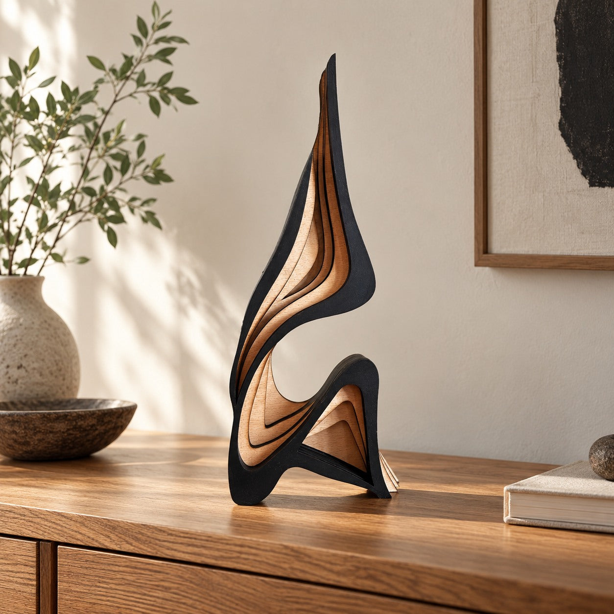 TENLOVE Flow Wooden Sculpture - hero.