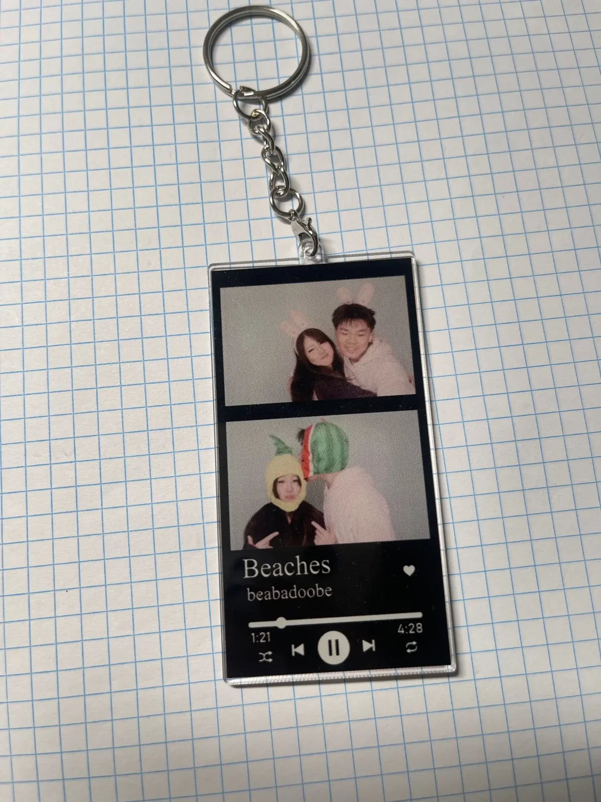 Original customer photo of their personalized keychain