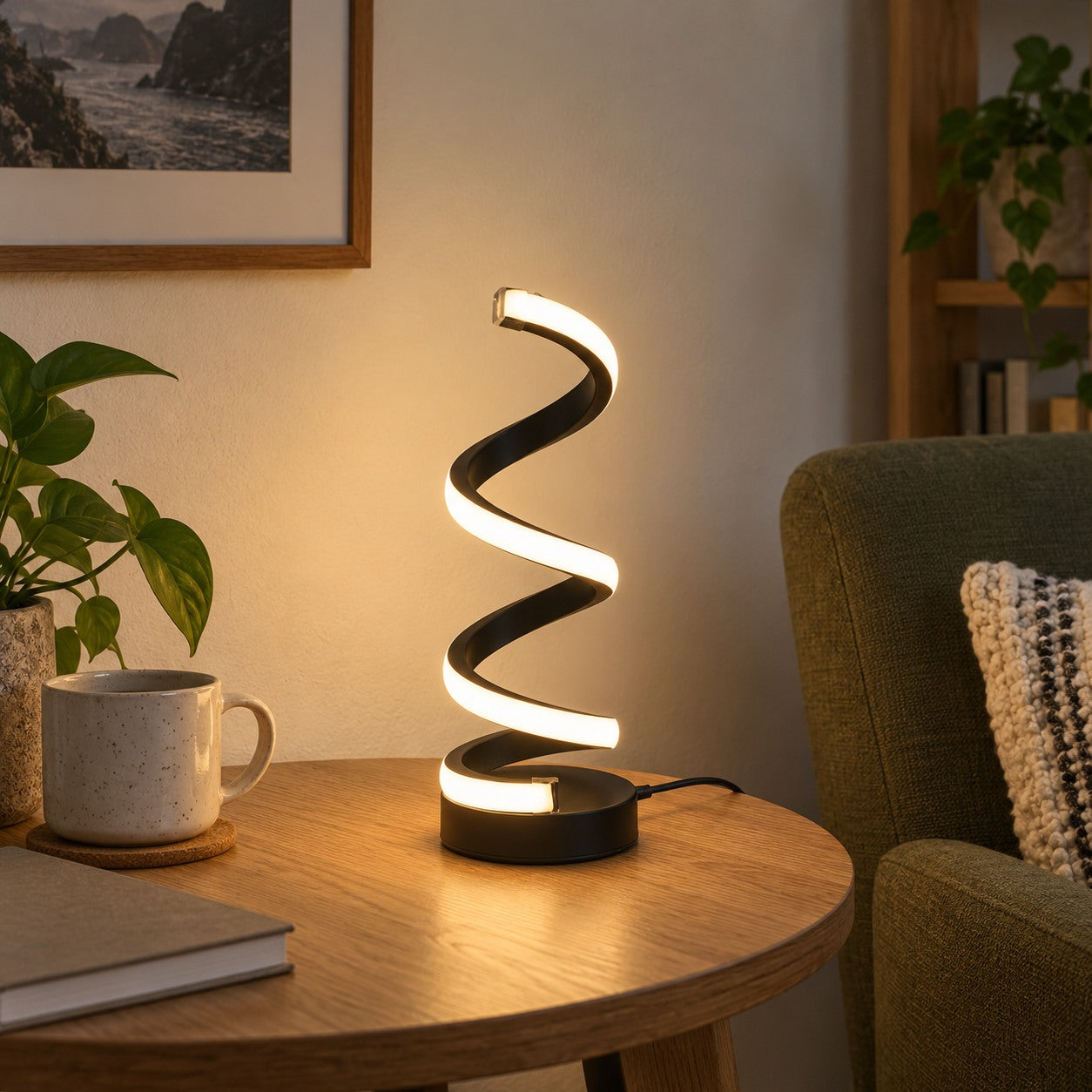 TENLOVE Spiral LED Table Lamp - hero.