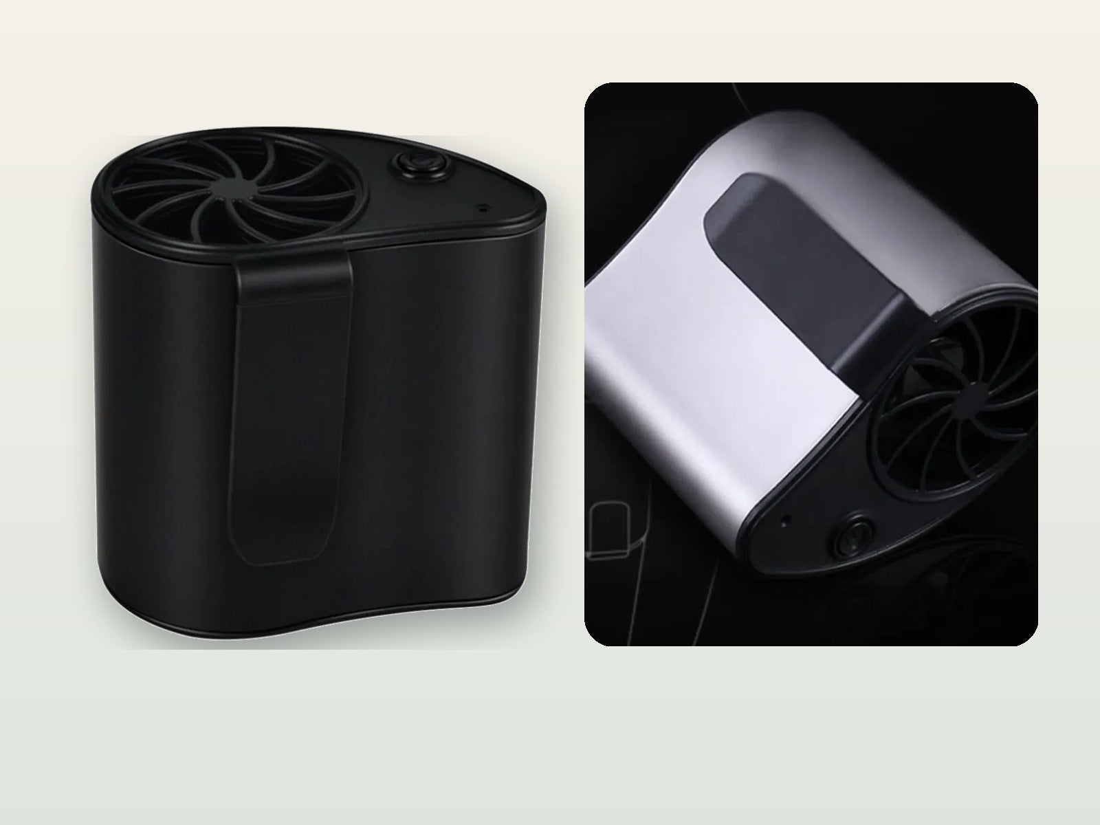 Black and silver color choices for the Hands-Free Waist Fan